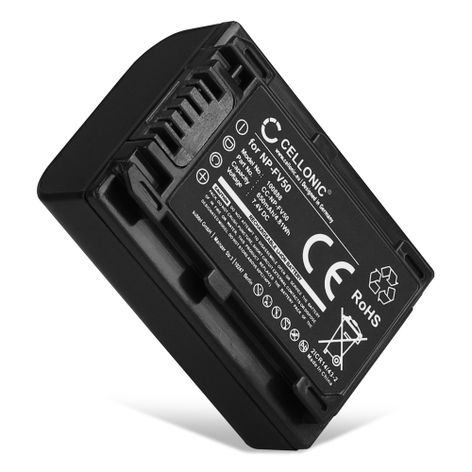 Battery for Sony AX53 4K HANDYCAM FDR-AX53; DCR-PJ5; DCR-SR15 NP-FV50 NP-FV70 NP-FV100 (650mAh, 7.4V) from CELLONIC