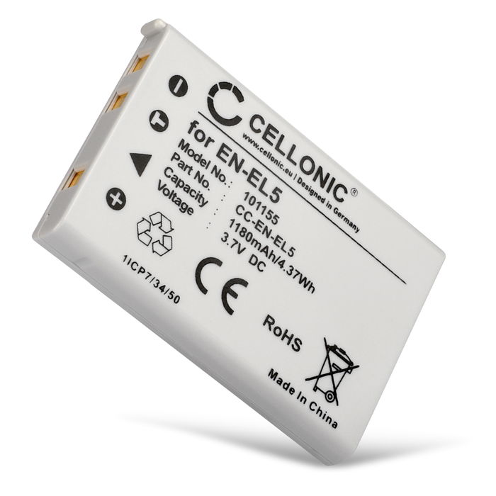 EN-EL5 Battery for Nikon Coolpix P500 P510 P520 P530 P100 P90 P80 P5100 P5000 P6000 3700 790 S10 P3 P4 ENEL5 Camera Battery Replacement - 1180mAh