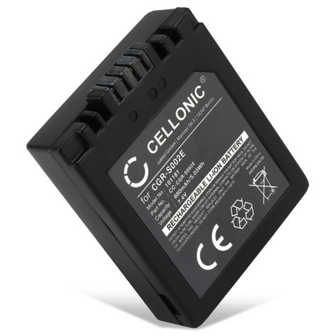 Battery for Panasonic Lumix DMC-C20, DMC-FC20, DMC-FZ1 CGA-S002e CGA-S002e-1B CGR-S002 DMW-BM7 (680mAh, 7.4V) from CELLONIC