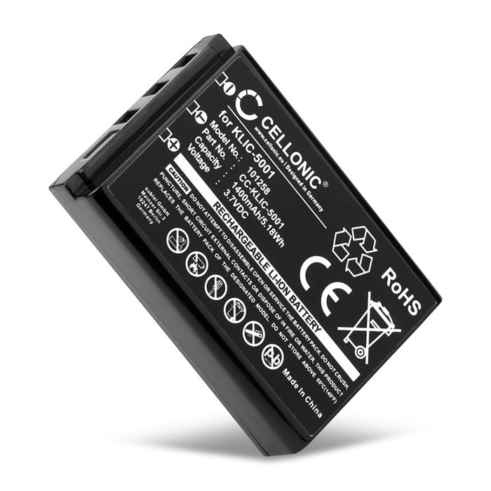 CELLONIC Camera Battery for Kodak Easyshare DX6490 DX7440 DX7590 DX7630 P850 P880 Replacement KLIC-5001 Battery 1400mAh Backup KLIC-5001