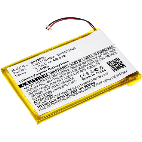 Battery for Sony NWZ-820; NWZ-A720; NWZ-A726; NWZ-A728 1-756-702-11 (650mAh, 3.7V) from subtel