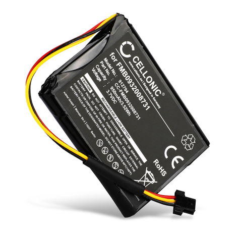 Battery for TomTom Go 500, 600, 50; Start 50; ONE 140, 140S FMB0932008731 AHA11110005 6027A0089521 (950mAh, 3.7V) from CELLONIC