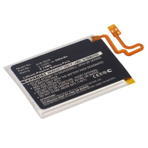 Battery for Apple iPod nano 7G, 7 Gen. - A1446 616-0639, 616-0640 (200mAh, 3.7V) from subtel