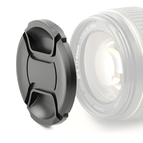 Lens Cap (front) Ø 49mm – Plastic Black Snap-On: Inside Handle / Central Pinch from CELLONIC – 7Artisans 55mm 1.4; 55mm/f1.4; Samyang AF 45mm 1.8