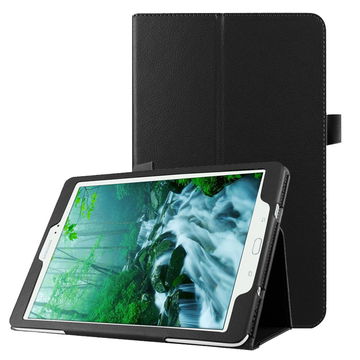 Book Tablet Case with Stand for Samsung Galaxy Tab S2 9.7 (SM-T810 / SM-T813 / SM-T815 / SM-T819) Synthetic Leather Protective Folding Flip Folio Wallet Tri Fold Bookcase Cover Sleeve - Black