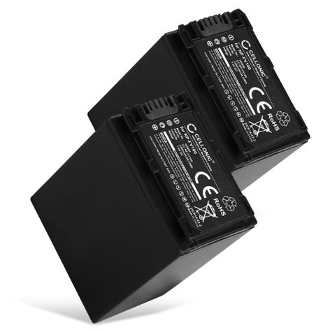 2x Battery for Sony AX53 4K HANDYCAM FDR-AX53; DCR-PJ5; DCR-SR15 NP-FV100,-FV30,-FV70 (3300mAh, 7.4V) from CELLONIC