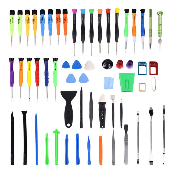 60-piece Mobile Phone Repair Kit & Laptop Repair Set with 7x Pentalobe screwdrivers, 5x precision TORX screwdrivers | Precision Repair Tools for Smartphones, Macbooks & Notebooks