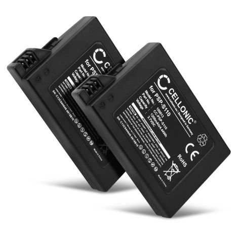 2x Battery for Sony PSP Slim & Lite 2, 3; PSP-2004 PSP-S110 (1200mAh, 3.7V) from CELLONIC