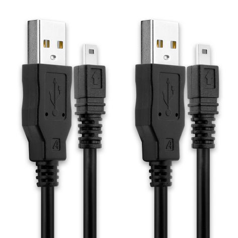 2x 8 Pin Camera Mini USB B to USB A Camera Data Cable for Olympus C-25; C-520 Zoom; C-530; C-540; C-550; C-560 Black PVC 1.5m from CELLONIC