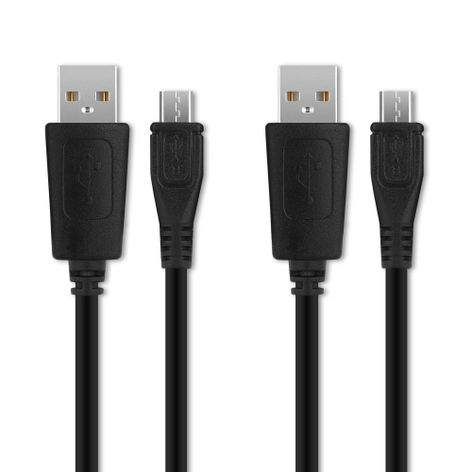 2x Micro USB to USB A Camera Data Cable for Sony Alpha 1, 7S III; A6100 ILCE-6100; DEV-30 Black PVC 1m from CELLONIC