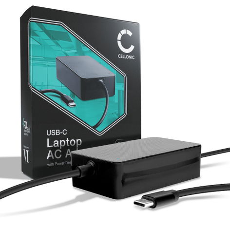 Mains Charger for Lenovo ThinkPad T14, T14s, X270, L14; Yoga 9i, 7 – USB-C (Type-C), 5V-20V, 3A, 2.5m from CELLONIC