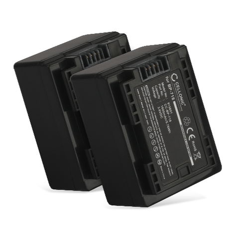2x Battery for Canon VIXIA HF R800; LEGRIA HF R806, R606, R506 BP-718 BP-727 (1600mAh, 3.6V) from CELLONIC