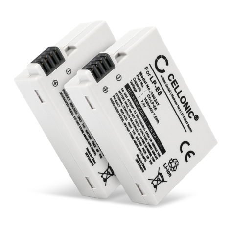2x Battery for Canon EOS 550D, 600D, 650D, 700D, Kiss X4, Kiss X5 LP-E8 (1020mAh, 7.4V) from CELLONIC
