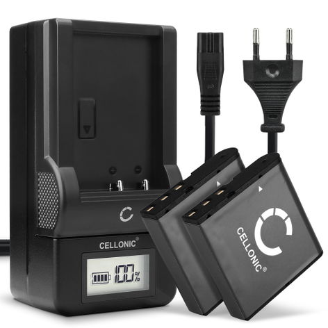 2x Battery for Besteker F301; 302S; 109 20MP 16x Zoom 720p NP-40 (950mAh, 3.7V) + Charger from CELLONIC