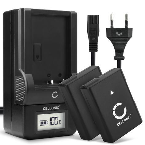 2x Battery for Nikon D3300; D3500; D3200; D3100; D5200; D5300; D5600 (1050mAh, 7.4V) + Charger from CELLONIC