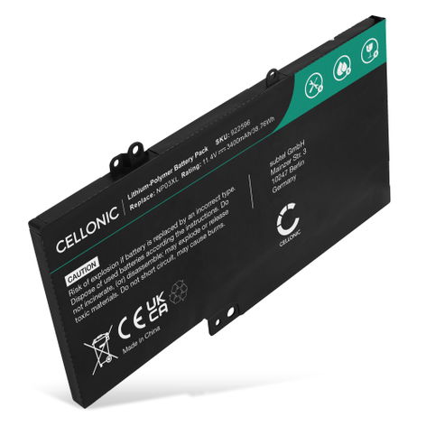 Battery for HP 14-AC; ENVY x360 15-U, 15t-u CTO NP03XL (3400mAh, 11.4V) from CELLONIC