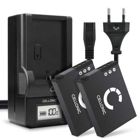 2x Battery for Nikon Coolpix A900, S9500, S9900, S6200, S9300, S9700 (1100mAh, 3.7V) + Charger from CELLONIC