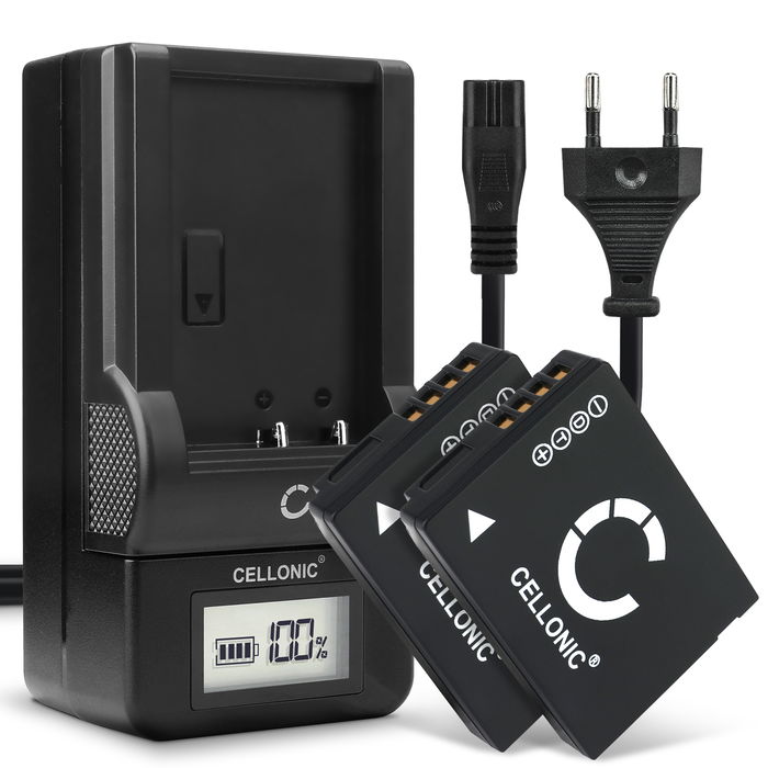 2x CELLONIC Camera Battery for Panasonic Lumix DMC-TZ10 TZ6 TZ7 TZ8 TZ18 TZ20 TZ25 TZ30 TZ31 TZ35 DMC-ZX1 Replacement DMW-BCG10 BCG10e BCG10pp Battery 890mAh Backup + Charger DE-A66