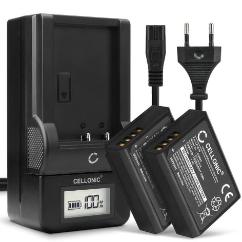 2x Battery for Canon EOS 1100D, 1200D, 1300D, 1500D, 2000D, 3000D, 4000D (1020mAh, 7.4V) + Charger from CELLONIC