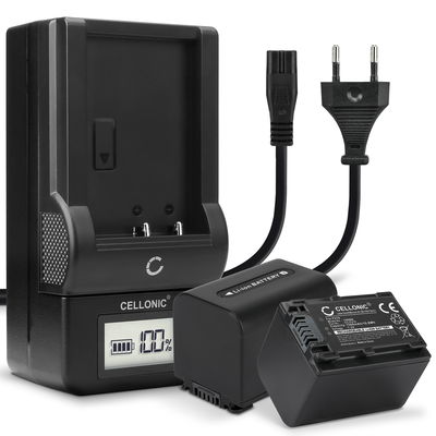 2x CELLONIC Camera Battery for Sony AX100 FDR-AX700 PXW-Z90 HXR-NX80 HDR-CX625 -CX680 -CX900 -CX450 NEX-VG30 VG20 -VG10 Replacement NP-FV90 Battery 1500mAh Backup + Charger