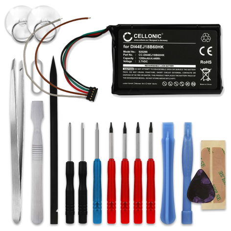 Battery for Garmin Edge 1000, Explore 1000; 010-01161-00 361-00035-15 (1200mAh, 3.7V) + Tool-kit 17pcs from CELLONIC