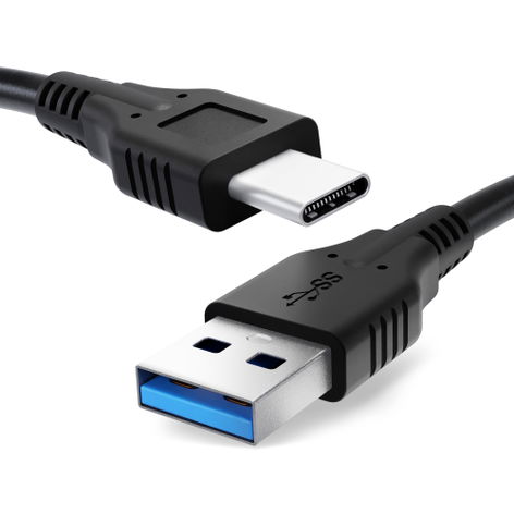 USB-C long tip Type C to USB A Data Cable 1m for pokini Tab A8; CAT S62 Pro; B40; Unihertz Atom L from CELLONIC
