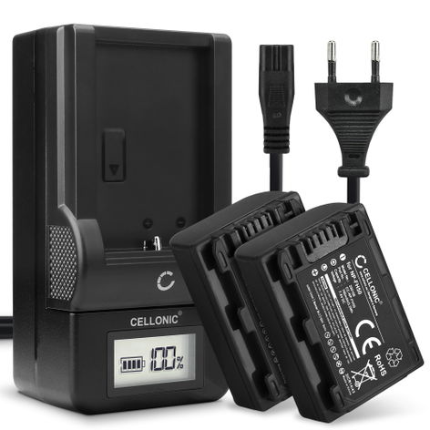 2x Battery for Sony Cyber-shot DSC-HX1, DSC-HX100 / HX100V NP-FH50 -FH40 -FH60 (700mAh, 7.4V) + Charger from CELLONIC