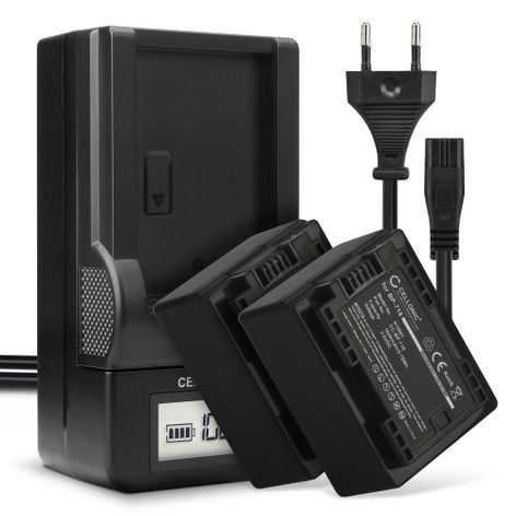 2x Battery for Canon VIXIA HF R800; LEGRIA HF R806, R606, R506 BP-718 BP-709 (1600mAh, 3.6V) + Charger from CELLONIC