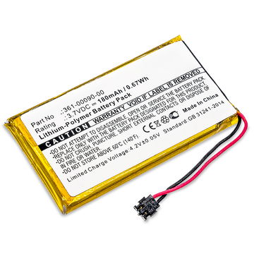 361-00090-00 Battery for Garmin VivoActive HR Sport Fitness Tracker Smartwatch Battery Replacement - 180mAh 3.6V - 3.7V Lithium Polymer