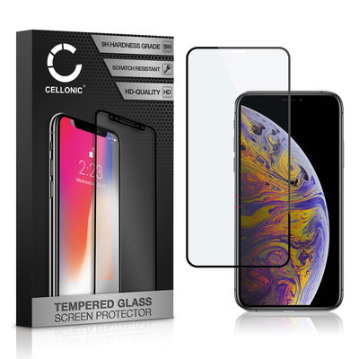 Screen Protector for iPhone Xs Max Phone Screen Cover - 3D Case-friendly 0,33mm Full Glue 9H Tempered Glass Smartphone Display Screen Guard Black