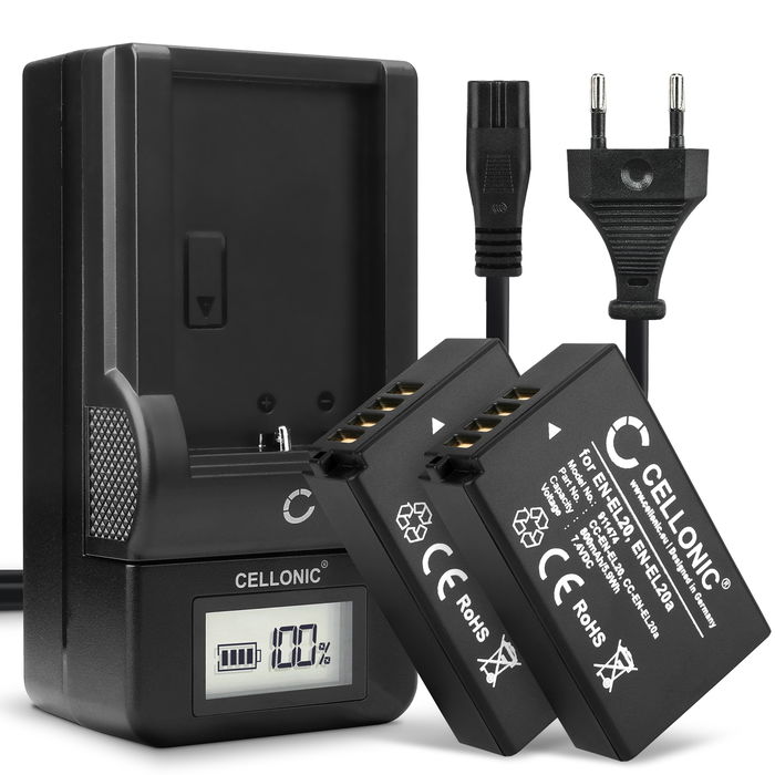 2x EN-EL20 EN-EL20a Battery for Nikon CoolPix P1000 / CoolPix P950 / Coolpix A / Nikon J1 J2 J3 / 1 V3 / AW1 + LED EN-EL20A Battery Charger MH-27 MH-29 Fast Charger