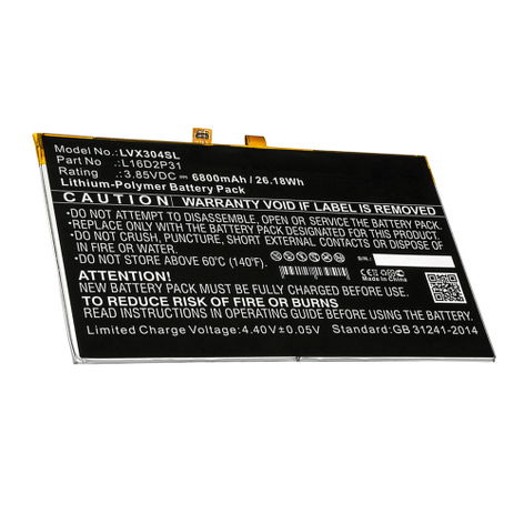 Battery for Lenovo Tab 4 10, 10.1; TAB4 10-TB-X304F-ZA2J0030SE L16D2P31 (6800mAh, 3.85V) from subtel