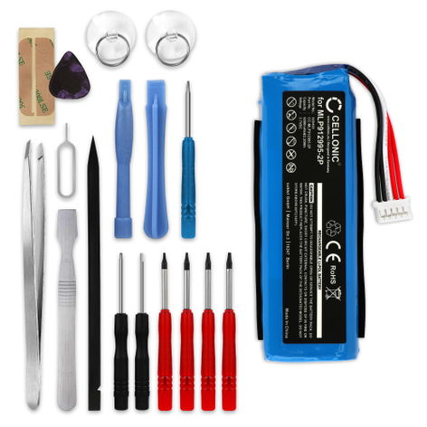 Battery for JBL Charge 2 Plus MLP912995-2P, GSP1023102 (6000mAh, 3.7V) + Tool-kit from CELLONIC