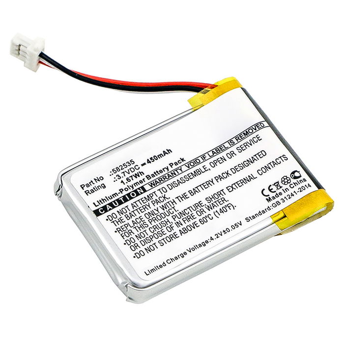 GPS Battery for Mitac Mio Mivue 388 - 450mAh 1ICP6/26/36 582535 Battery Replacement SatNav Sat Nav