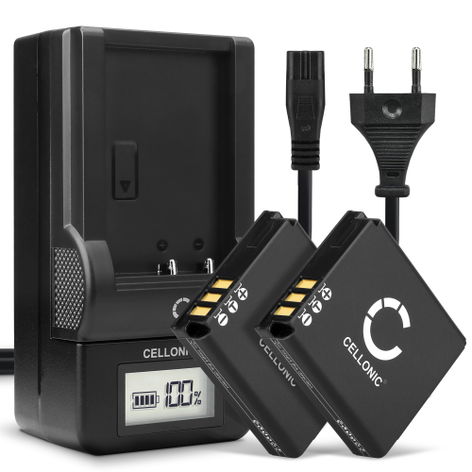 2x Battery for Sigma DP2 Merrill; DP3 Merrill; DP1 Merrill BP-DC4 BP-41 (1100mAh, 3.7V) + Charger from CELLONIC