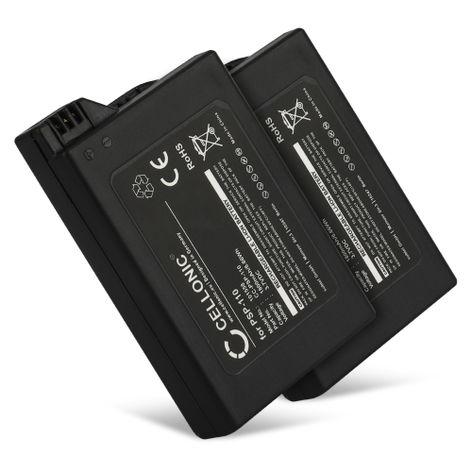 2x Battery for Sony PSP 1 PSP-110 (1800mAh, 3.7V) from CELLONIC
