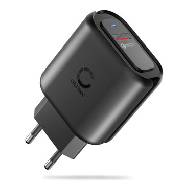 USB Charger 3.6V - 12V 3A 24W Fast Smart Charging Mains Wall USB Adapter Outlet Socket 100V-240V for Mobile Phone, Tablet, Speakers, Powerbank - Black