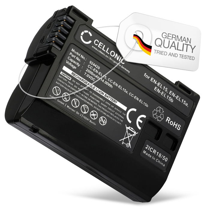 Battery EN-EL15 for Nikon D850 D750 1 V1 D7500 D7200 D800 D810 D7100 D7000 Z6 II D610 from CELLONIC