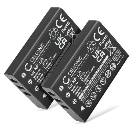 2x Battery for Medion Life MD 86641, P47030, X47030 NP-120, NP120 (1700mAh, 3.7V) from CELLONIC