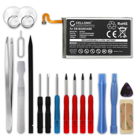 Battery for Samsung Galaxy S9 Plus (SM-G965) EB-BG965ABE (3500mAh, 3.85V) + Tool-kit from CELLONIC