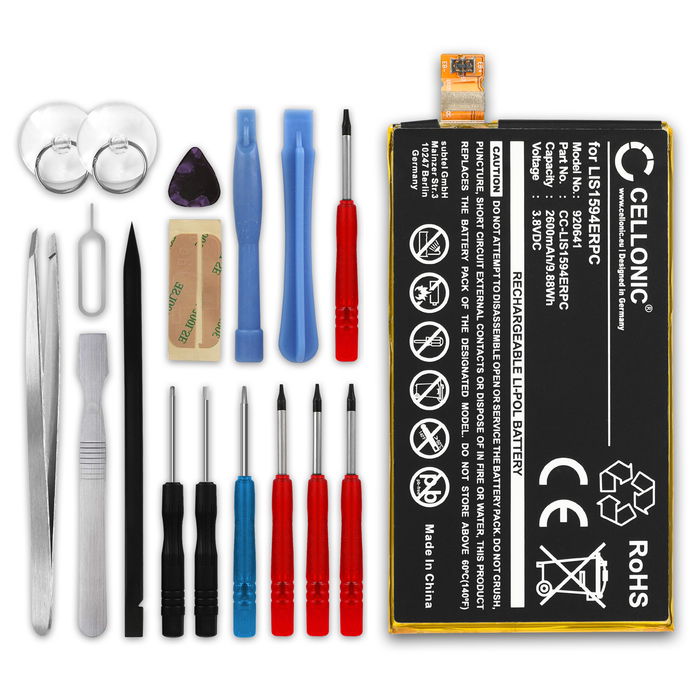 CELLONIC Phone Battery Replacement for Sony Xperia Z5 Compact / XA Ultra + 17-Tool Phone Repair Kit - LIS1594ERPC 2600mAh