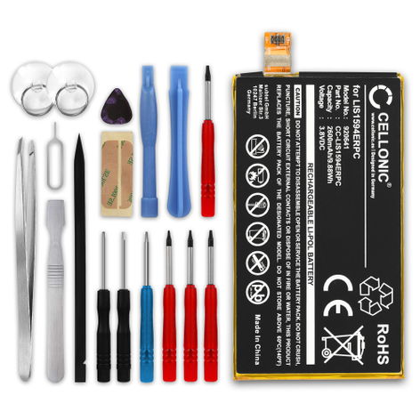 Battery for Sony Xperia Z5 Compact, XA Ultra LIS1594ERPC (2600mAh, 3.8V) + Tool-kit from CELLONIC