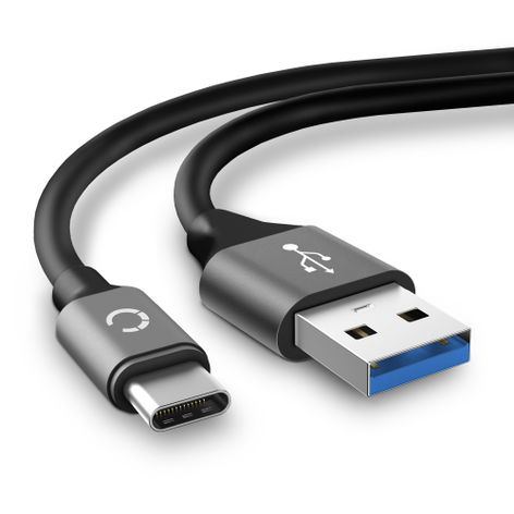 USB-C (Type-C) to USB A Data Cable 2m for LG G6; Wing; V30; G7, G7 ThinQ; Velvet; G8 ThinQ from CELLONIC