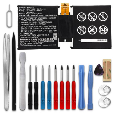 Battery for Microsoft Surface 3 1645, 10.8; MSK-1645 G3HTA003H, G3HTA004H (7200mAh, 3.78V) + Tool-kit from subtel