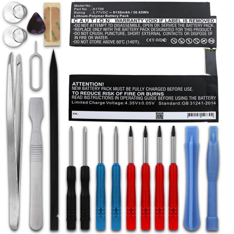 Battery for Apple iPad Pro 10.5" (2017) - A1852, - A1701 A1798 (8130mAh, 3.77V) + Tool-kit from subtel