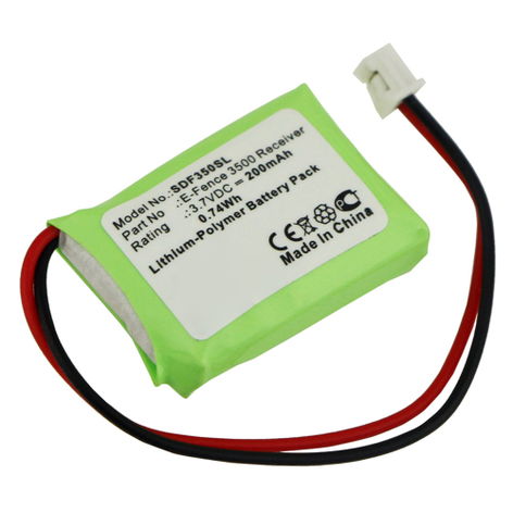 Battery for Dogtra E-Fence 3500 Receiver; YS-300 Bark Collar Lithium-Polymer 3.7V (200mAh, 3.7V) from subtel