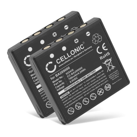 2x Battery for HBC Radiomatic Spectrum 2, 1; Linus 6, 4; Eco; Micron 4, 6 BA209061, BA209060 (700mAh, 6V) from CELLONIC