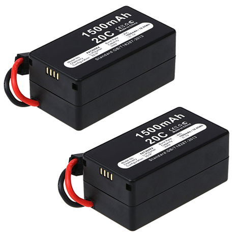 2x Battery for Parrot AR.Drone 1.0, 2.0 Lithium-Polymer 11.1V (1500mAh, 11.1V) from subtel