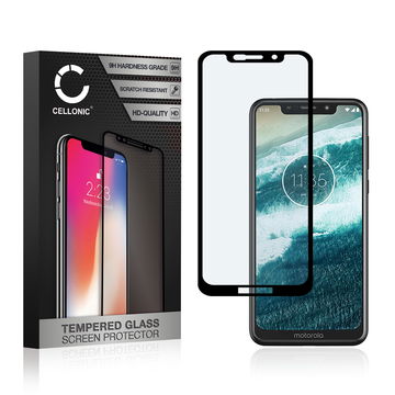 Screen Protector for Motorola One (P30 Play) Phone Screen Cover - 3D Full Cover 0,33mm Full Glue 9H Tempered Glass Smartphone Display Screen Guard Black