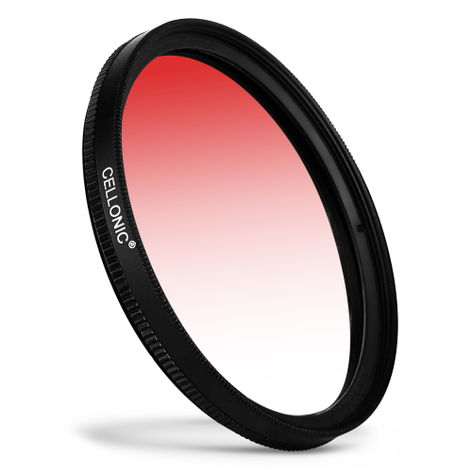 Ø 62mm Red Graduated Filter for Camera Lenses – Resin + Aluminium alloy from CELLONIC – Samyang 35mm F1.2 ED AS UMC CS; AF 12mm F2.0 E
